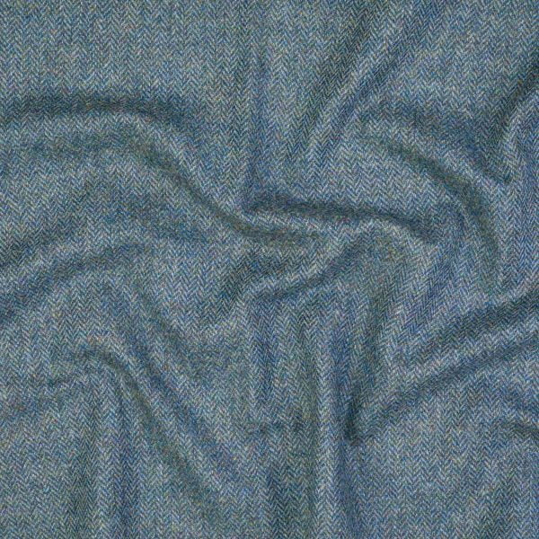 Fabric Mid Blue Green Herringbone